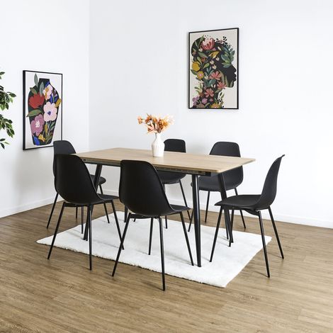 Table - Home Deco Factory - Loka - Extensible - Effet Bois - Marron Et Noir
