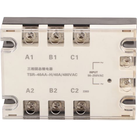 Haofy Effizientes dreiphasiges schnell schaltendes AC-AC-Halbleiterrelais (TSR) für Temperaturregler, Lüfter, Pumpen, Hochspannungssteuerung 24V-480V 90-250A (TSR-40AA-H)