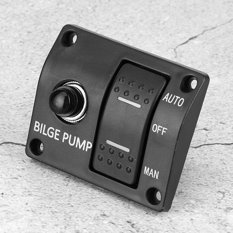 Panneau de Commande Pompe de Cale 3 Voies Auto/Off/Manuel 12V 24V avec LED et Disjoncteur 15A Intégré (1/5)