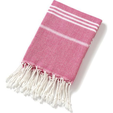 Serviette de plage en coton, serviette de bain absorbante et rêche (rose) (1/2)