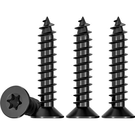 Lot de 50 Vis M5 x 25 mm vis à bois Torx noires - Avec tête fraisée en acier inoxydable A2 - Filetage complet - Vis autotaraudeuses - Vis universelles Torx TX25 (1/5)