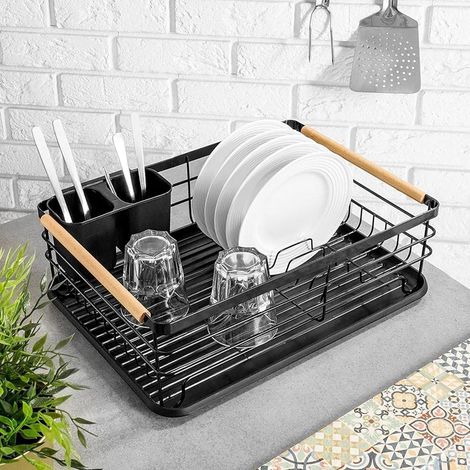 Égouttoir à Vaisselle - Plateau Étendoir pour Évier Cuisine - Rangement Couverts Ustensiles Assiettes Verres - Pas d'Assemblage Requis (1/5)