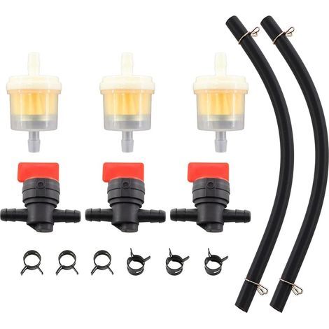 Rubinetti carburante, filtri carburante in linea da 1/4", kit di fascette per valvola di intercettazione per motori Briggs & Stratton 698183, 494768, 493960, 491860, 691035, 697947, 5091H, 5056, 5056D (1/5)