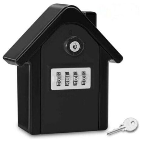 Noir Boite a Cle Securisee Mural Boite a Clé avec Code Numérique & Clés d'urgence, Grand Key Safe Box Format Coffre a Clef Extérieur pour Maison, Bureau, Usine, Garages (1/4)