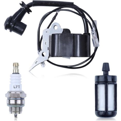 Kit de Bobine d'allumage Pour Tronçonneuse 2500 25cc, Bobine d’allumage avce Bougie d'allumage, Filtre à carburant, Remplacement Pour AL-KO 2625TSB 2625T Hyundai HEL25 (1/5)