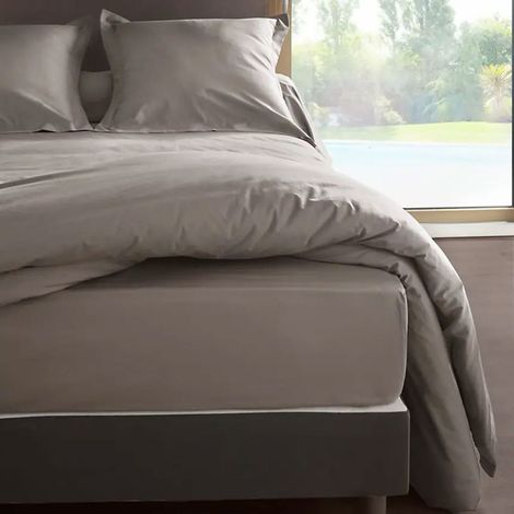 Housse de couette Cendre en percale de coton 80 fils 240x220 cm (1/2)