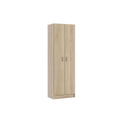 KIT ARMADIO 2 ANTE E 5 RIPIANI REGOLABILI MULTIUSO CM. 59X37X180H COLORE ROVERE (1/5)