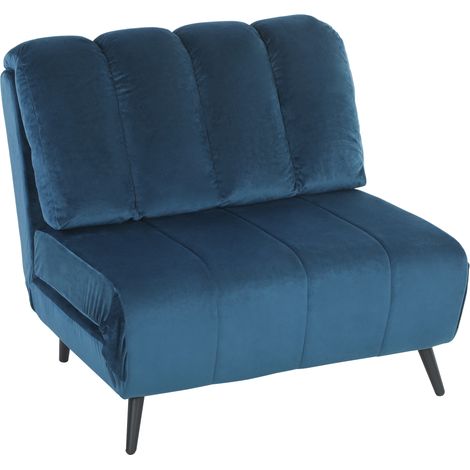 Poltrona Letto Pieghevole 88x92x88 cm Trasformabile con Schienale Regolabile in Velluto Blu (1/5)