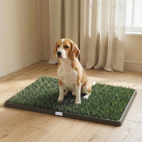 Tapis pour chien en gazon artificiel lavable avec plateau pour une utilisation intérieure et extérieure 76 x 50,5 cm