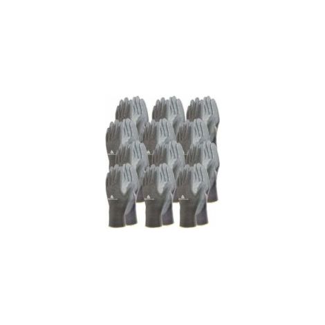 12 paires de Gants tricot polyamide / paume polyuréthane VE702PG DELTA PLUS - Taille: 10