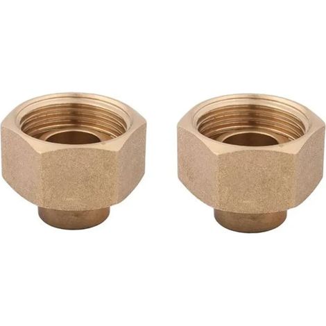 JS Juego de racores para contador de agua, con dispositivo de precintado, conexión soldada 15mm x rosca hembra 3/4'', latón natural, unidad de embalaje 2 piezas, 0022451500001