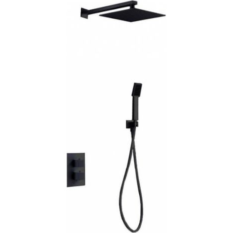 Conjunto ducha termostático empotrado Cíes negro m IMEX GPC009/NG
