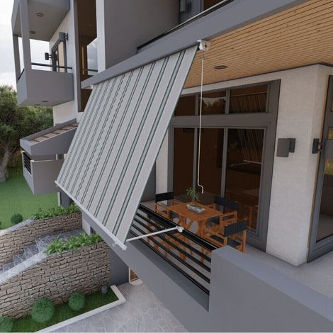 TENDA DA SOLE A CADUTA BALCONE SENZA CASSONETTO 3x2,5 MT RIGATO BEIGE 4906 (1/2)