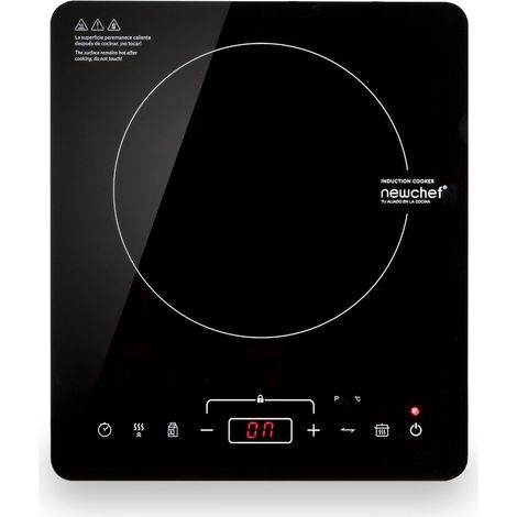 Newlux Placa Inducción Portátil Negro Go2000 10 Potencias, 3 Prog.Preconfigurados, LED, Temp. 60-240ºC, Temporizador 3h, 2000W (1/9)