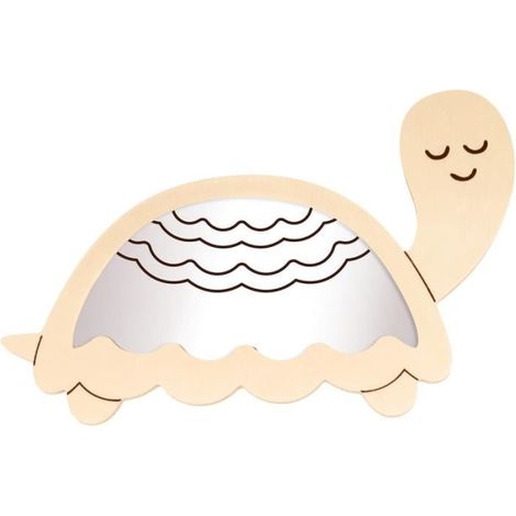 Miroir en bois - ARTEMIO - Tortue - Rectangulaire - 26 x 16,5 cm - Enfant - Intérieur