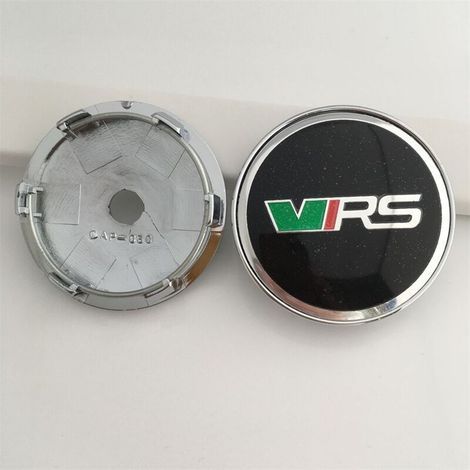 60-mm-Radnabenkappen, kompatibel mit Skoda Octavia, Fabia, Rapid und Superb – Radnabenkappen im VRS-Stil, ABS-Radabdeckungen, Felgenzubehör, 4er-Set – Schwarz