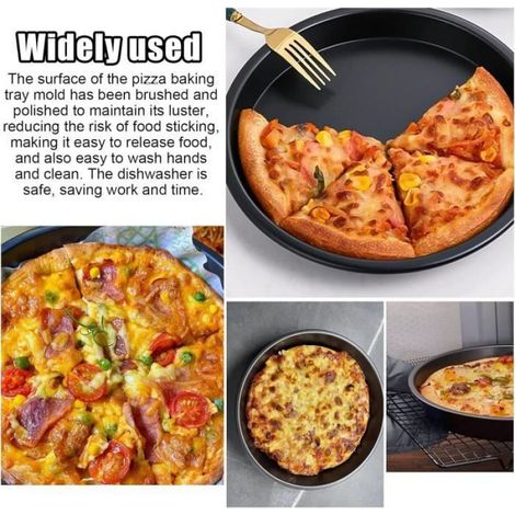 6 plaques de cuisson à pizza,moule à pizza rond en acier inoxydable avec revêtement antiadhésif, pour pizza,tartes flambées,durables (1/4)