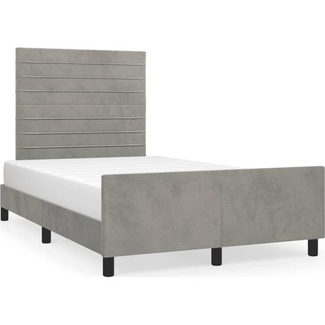 Lit double  Lit adulte  Cadre de lit sans matelas gris clair 120x190 cm velours (1/5)