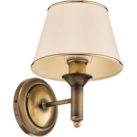 [NEUWERTIG] B-Ware Jupiter Wandleuchte Birmingham Messing Patiniert Creme Metall Leuchte E27 Led