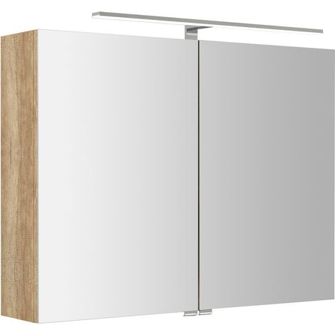 Sapho Riwa - Armoire miroir avec éclairage LED, 70x81x17 cm, 2 portes, chêne Alabama RIW080-0022 (1/4)