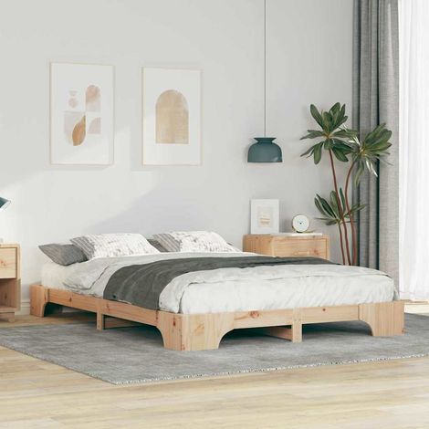 Bettrahmen Braun 140 x 220 cm Massives Kiefernholz (1/5)