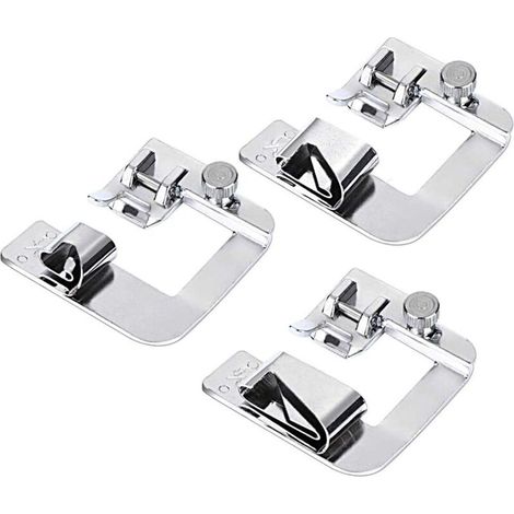 Ensemble de 3 pieds-de-biche pour machine à coudre (1/2", 3/4", 1") Pied-de-biche pour ourlet Silvercres, convient aux machines à coudre Brother, Singer, Janome et Toyota. (1/4)