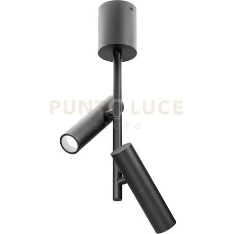 GFA1455H- FARETTO SPOT ORIENTABILE 2 LUCI ATTACCO LED 2700K 981LM 2X7W COLORE NERO SATINATO D.3,5CM H.43CM