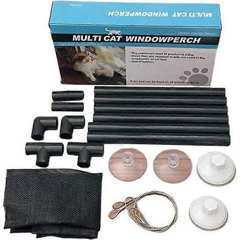Hamac de fenêtre pour chat, utilisable comme siège ou lit, gain de place grâce à ses ventouses. (1/4)