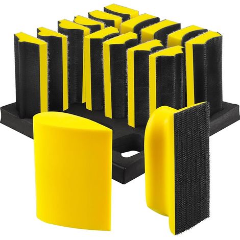 16 Pièces Bloc de Ponçage à La Main,Efficaces et Durables Blocs de Poncage à La Main,Éponges de Ponçage Pour Ponçage Voiture Meubles Rouille Métal Polissage D'ustensiles Cuisinep