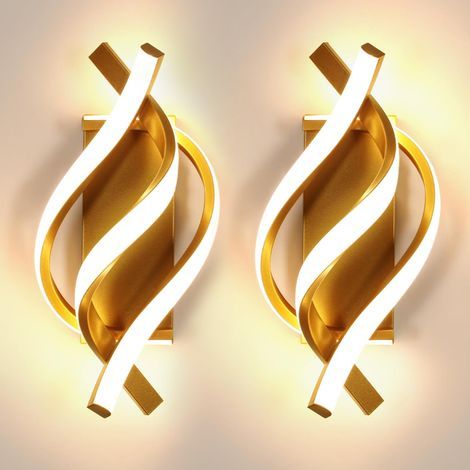 Set mit 2 LED-Wandleuchten, Spira LED-Nachttischlampen, warmweißes Licht 3000 K (Gold) (1/5)