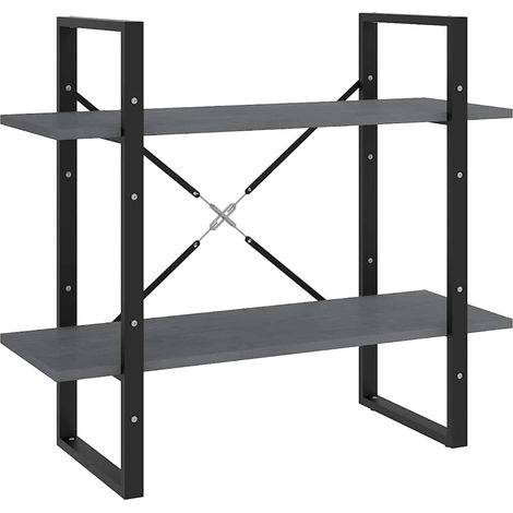 vidaXL Estantería 2 niveles madera maciza de pino gris 80x30x70 cm (1/2)