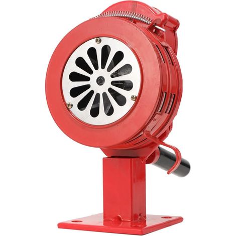110 ± 2db Handsirene Aluminiumgehäuse Sirene Alarmsirene Handkurbel Luftangriffssirene, Selbstschutz-Notsirene, LK-100A betriebenes Sirenenhorn für Industrie, Bauwesen, Fabriken mit Basis Rot (1/5)
