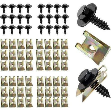 100-teiliges Karosserieschrauben-Set, Schrauben für Karosserieklammern aus Kunststoff, Befestigungssatz für Kotflügel und Türinnenverkleidungen (1/4)