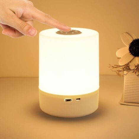 Lampe de Chevet LED Tactile, Veilleuse Rechargeable, USB-C, Sans Fil, Idéale Chambre Bébé, Gradation