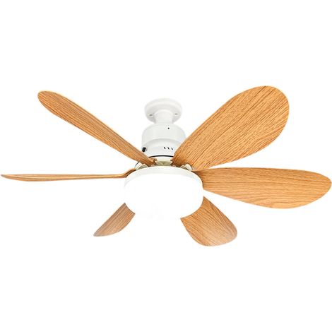 Deckenventilator, geräuscharmer Deckenventilator, 40-W-Deckenventilator mit Lampe und E27-Fassung, 6 Flügel, 3 Geschwindigkeitsstufen, leise, für Wohnzimmer und Schlafzimmer, Holzoptik (1/5)