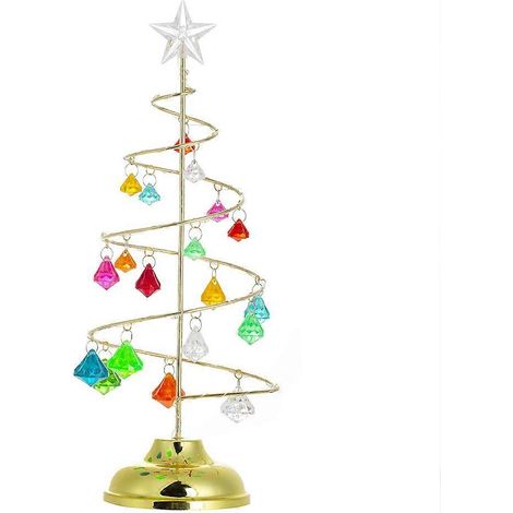 13-Zoll-Kristall-Weihnachtsbaumbeleuchtung, Tisch-Weihnachtsbaumdekoration, LED-Weihnachtsbaumlampe mit Weihnachtskristall-Anhänger (mehrfarbig) (1/5)