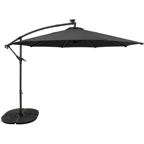 LED Cantilever Parasol 3m With Full Fan Base – Grey (1/5)