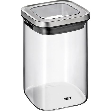 Recipiente de cocina, vidrio borosilicato/acero inoxidable, 10 x 10 x 14,5 cm, 1,0 l / Cilio (1/3)