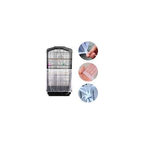 Housse Cage Oiseau, Nylon en Filet de Protection pour Cage Oiseaux Lavable, Housses Anti Graine pour Cages à Oiseaux, Attrape Graine (Blanc) XL (taille 25cm - circonférence 90-140cm) (1/5)