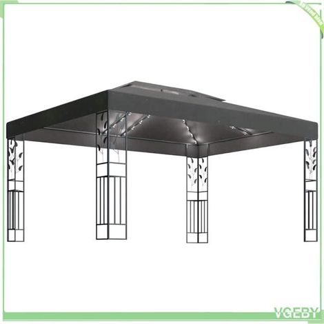 Tonnelle de jardin - FAFEICY - 3070299 - Double toit - Lumières LED solaires - 3 x 4 m anthracite (1/5)