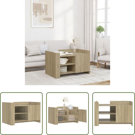 Table basse chêne sonoma - Table basse chêne sonoma 80x50x50 cm bois d'ingénierie (1/5)