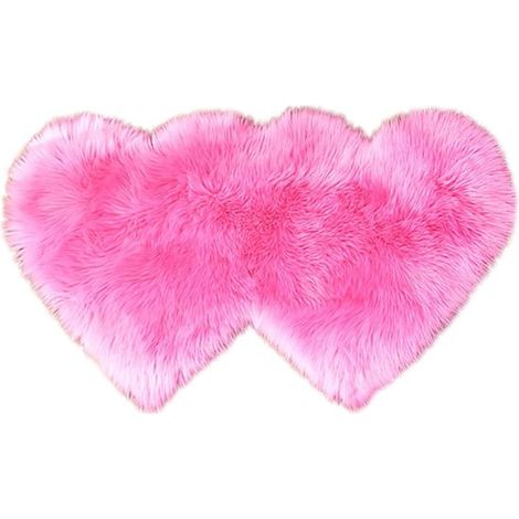 Tapis double couche moelleux en forme de cœur - 60 x 120 cm - tapis épais et doux en peluche - protection du canapé (1/5)