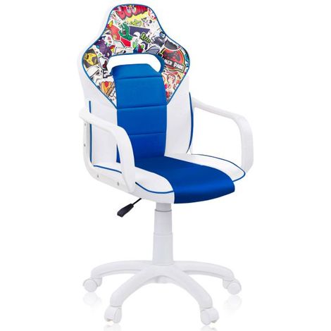 Silla gaming DRW Sticker Blanco Azul DRW 46,5cm (ancho) x 98-108cm (alto)