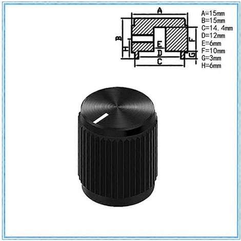 Lot de 10 boutons de potentiomètre noirs en métal anodisé pour pédale d'effet guitare, 15 x 15 mm. (1/5)