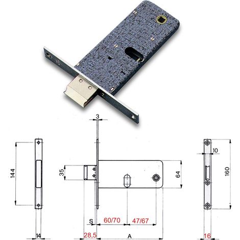 Serratura Metallo Infilare 380 Omec B.q Nich F.mm 16 F.ovale M1 con Scr