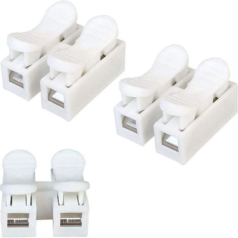100 Pieces CH2 Spring Connectors, Quick Spring Wire Connector, Self-Locking Quick Terminal, Press Type Quick Cable Connector, Wire Connector Terminal Block (White) (1/5)