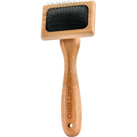 1 Brosse À Poils Manche En Bambou Système Air Cushion Pour Petit Chien Chat Toilettage Doux