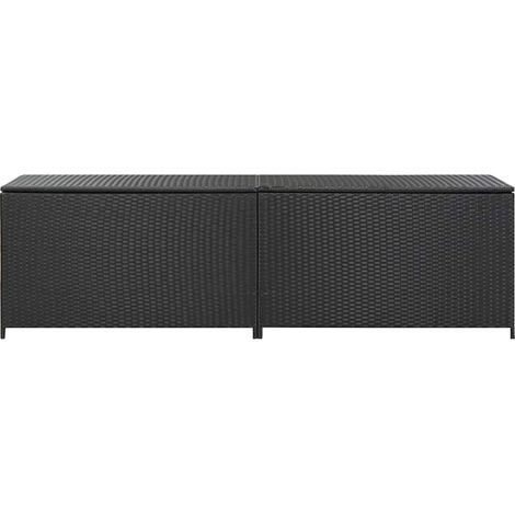 Maison Exclusive - Boîte de rangement de jardin résine tressée 200x50x60 cm noir (1/5)