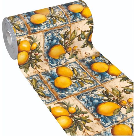 Tapis De Cuisine Caoutchouc PVC Imprimé En Haute HD Résolution Résistant Aux Taches Antidérapant Citrons Vintage - 51x270 Cm (1/4)