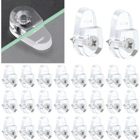50 pezzi di staffe per vetro, supporti per vetro, clip di fissaggio per vetro, clip di fissaggio per vetro, clip di supporto per vetro con 50 viti per il fissaggio di vetro e specchi di spessore 3-5 m (1/5)